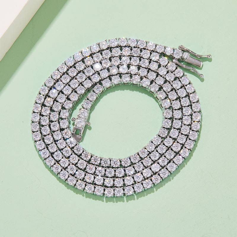 Classic四爪网球BraceletS925银镀18K白金MoissaniteD级
